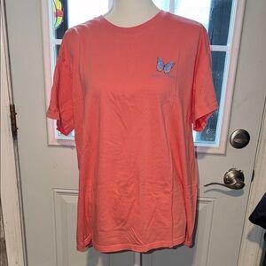 Simply Southern Peach Tee with Butterfly Graphic